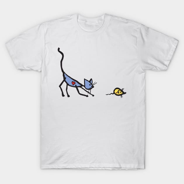 Cat chasing Mouse T-Shirt by Funfil